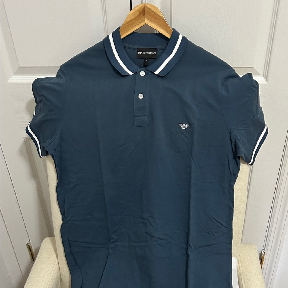 Emporio Armani Blue Polo Shirt Classic Design